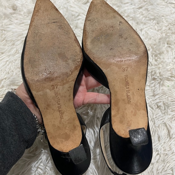 Manolo Blahnik Carolyne Black Slingback - Size 37 US 6.5 - Picture 7 of 9